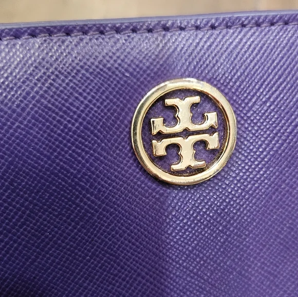 Tory Burch Long Dual Snap Purple Wallet + Chain